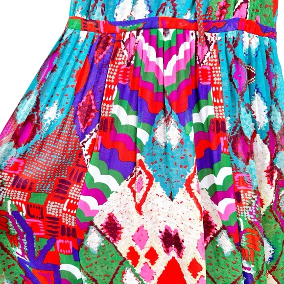 Anthropologie Maeve Tarana Printed Maxi Dress Lace Up SZ 4 - Picture 9 of 16